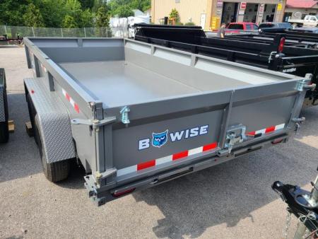 New 7 x 14 B-WISE LE Series Low Profile Dump Trailer, 14K Dual-Ram **Gray Hammertone, 7 GA Floor, Ramps, Dual-Acting Gate, D-Rings