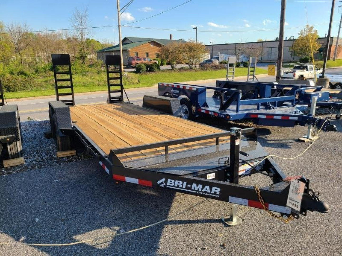 New 7 x 18 B-Wise EH18-12 Low Profile Implement Equipment Trailer, 12K GVWR **Adj. Coupler, 5' Ramps