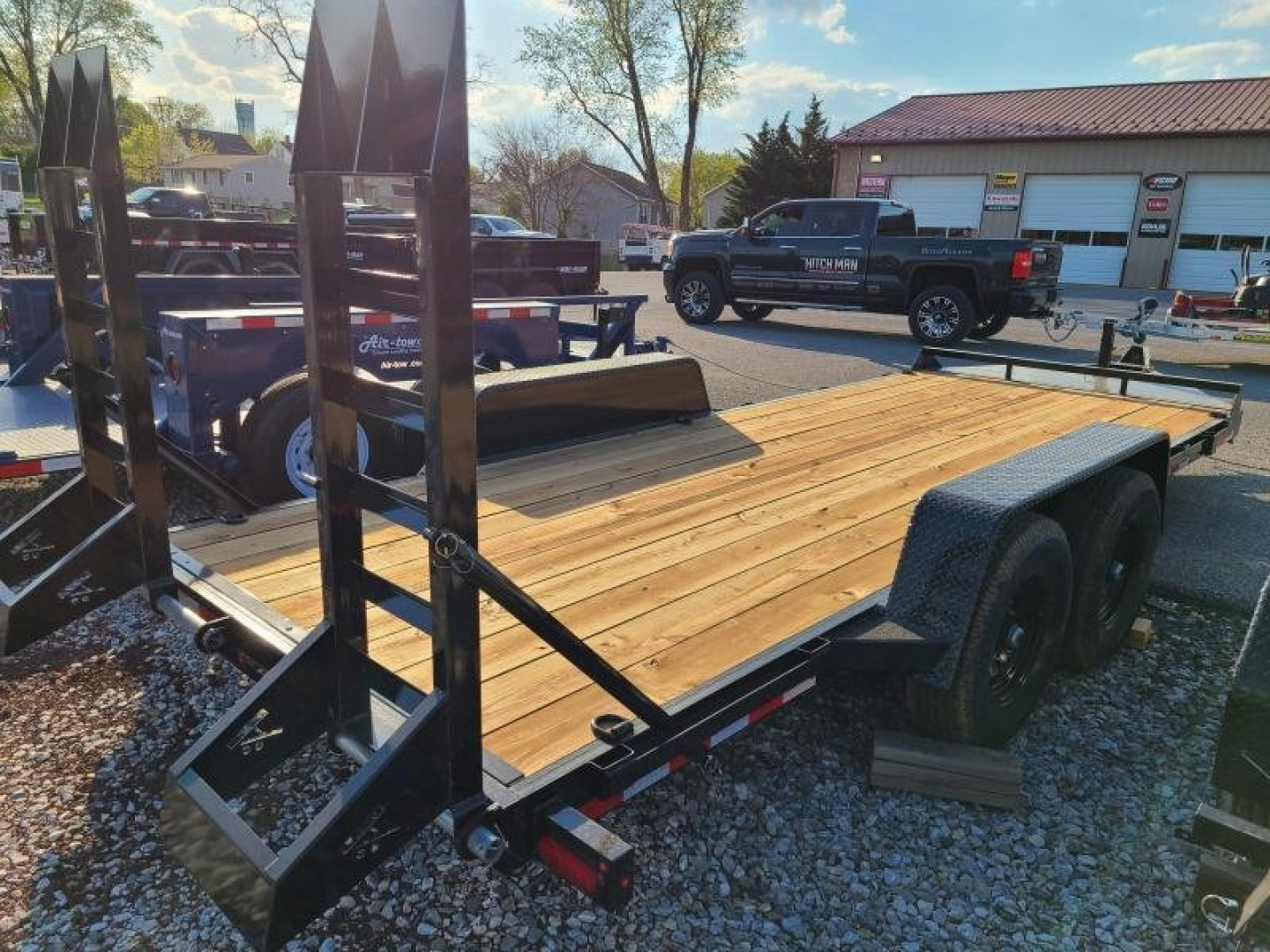 New 7 x 18 B-Wise EH18-12 Low Profile Implement Equipment Trailer, 12K GVWR **Adj. Coupler, 5' Ramps