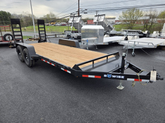 New 7 x 18 B-Wise EH18-12 Low Profile Implement Equipment Trailer, 12K GVWR **Adj. Coupler, 5' Spring Assist Ramps