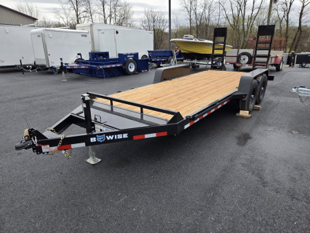 New 7 x 18 B-Wise EH18-12 Low Profile Implement Equipment Trailer, 12K GVWR **Adj. Coupler, 5' Ramps