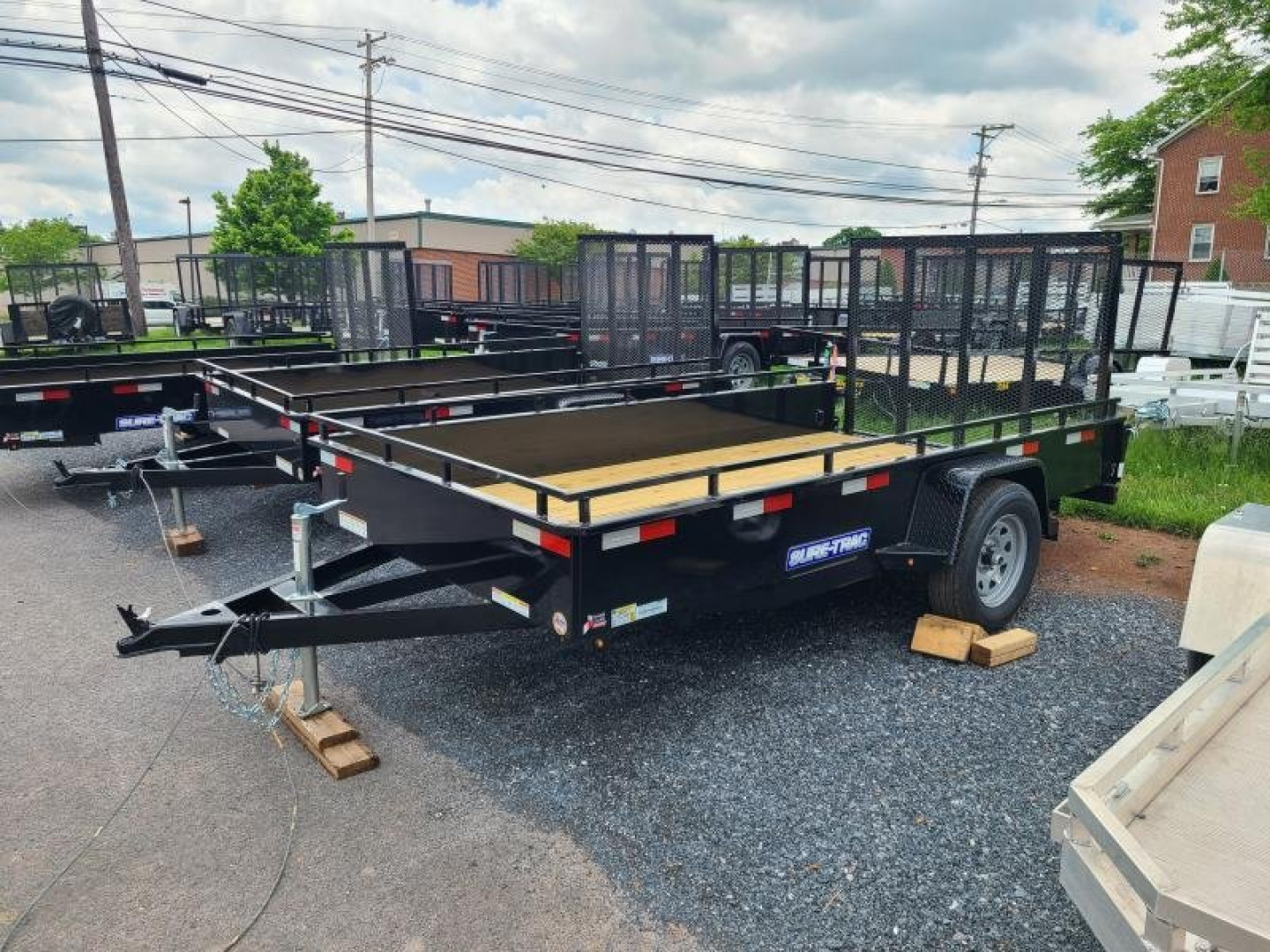 New 6 x 12 Sure-Trac Steel High Side Utility Trailer, 3k GVWR **w/Spring Assist Fold-Flat Gate, Spare Mount, Set Back Jack