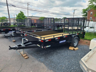 New 6 x 12 Sure-Trac Steel High Side Utility Trailer, 3k GVWR **w/Spring Assist Fold-Flat Gate, Spare Mount, Set Back Jack