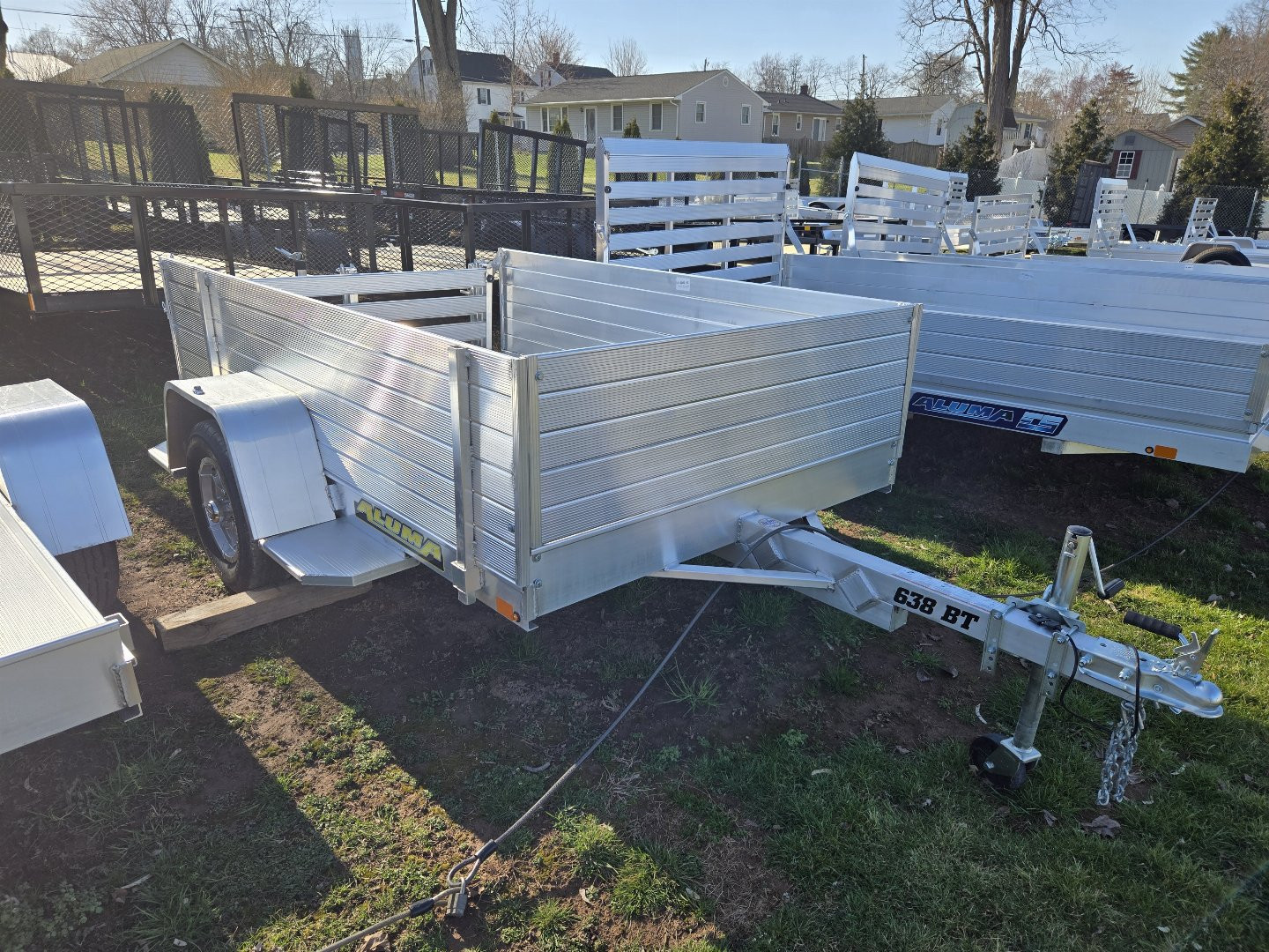 New 5' 3  x 8' ALUMA 638 Aluminum Utility Trailer, 2K GVWR ***w/ Bi-Fold Rear Gate & 24  Solid Side Kit