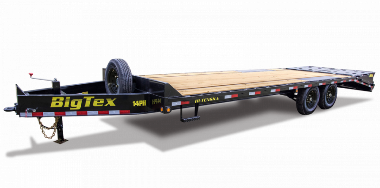 New 8.5' x 25' (20'+5') Big Tex 14PH Deckover Equipment Trailer, 16K GVWR ***w/Spare Tire, Mega Ramps