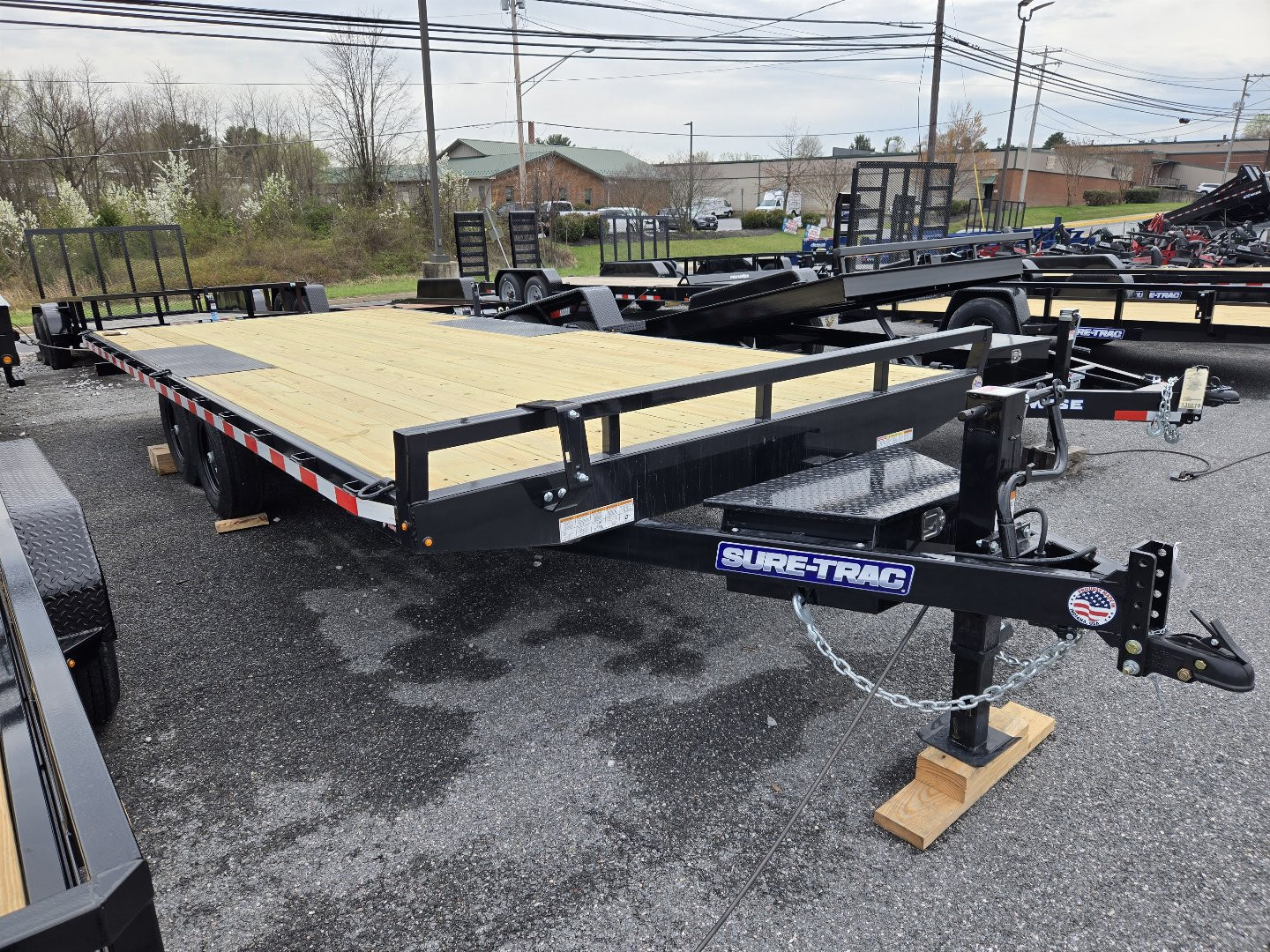 New 8.5 X 20 Sure-Trac Low Profile Flat Deck Deckover Trailer,  10k GVWR  ***w/Slide In Ramps & Toolbox in Tongue