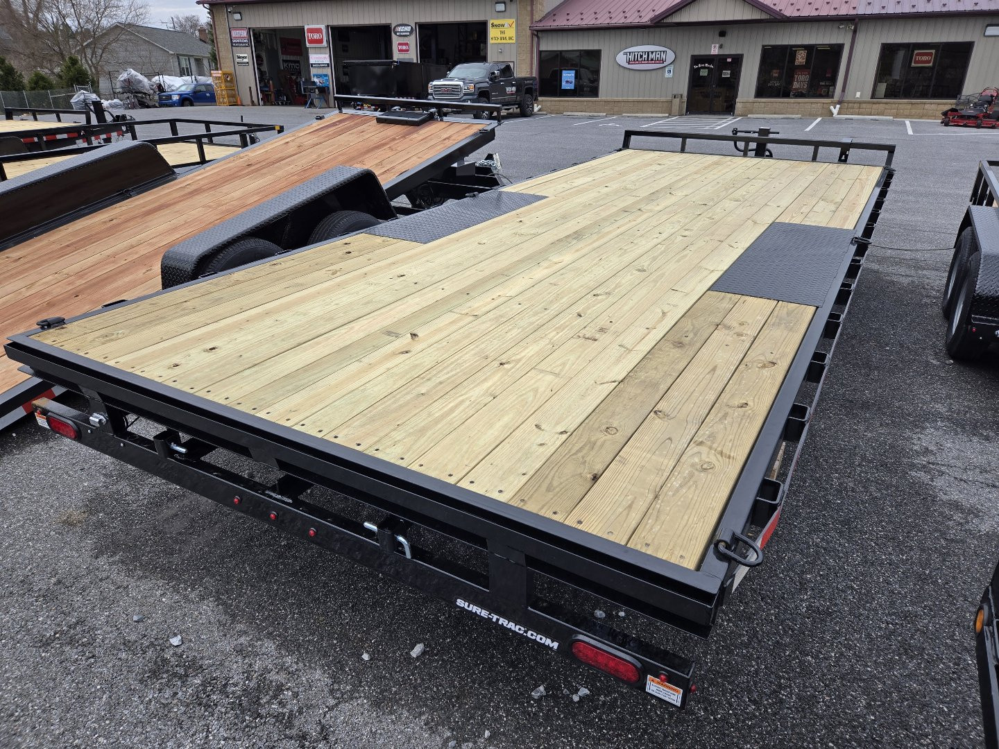 New 8.5 X 20 Sure-Trac Low Profile Flat Deck Deckover Trailer,  10k GVWR  ***w/Slide In Ramps & Toolbox in Tongue