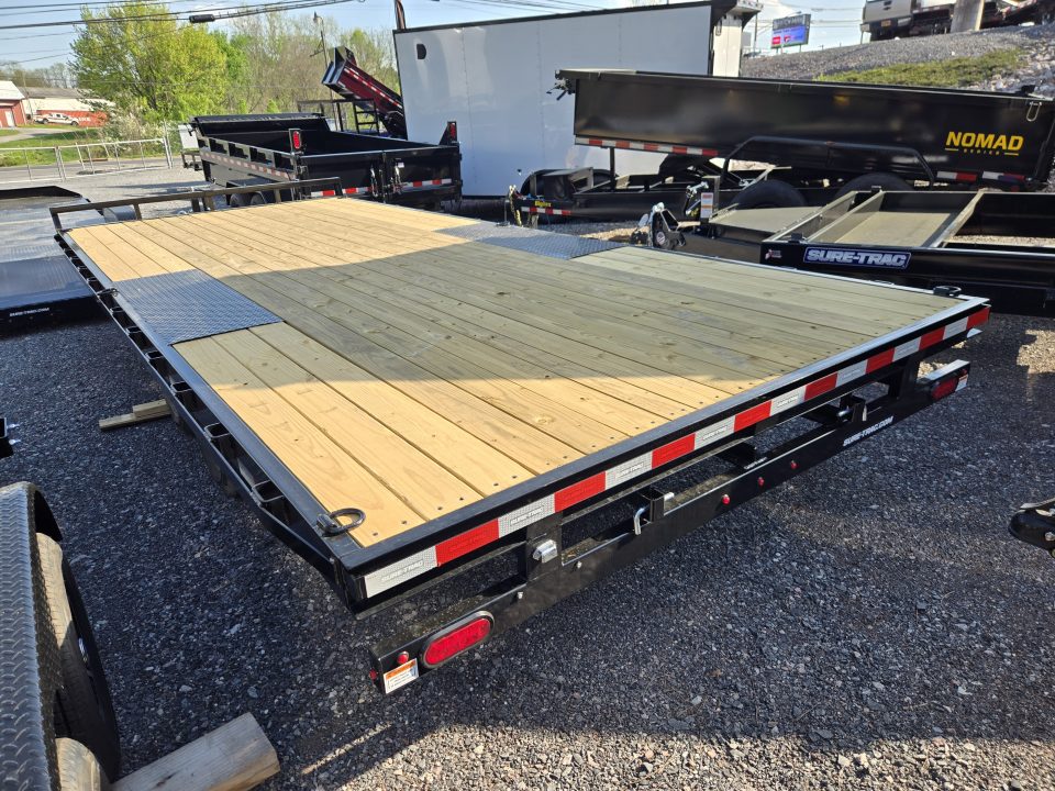 New 8.5 X 20 Sure-Trac Low Profile Flat Deck Deckover Trailer, 10k GVWR ***w/Slide In Ramps