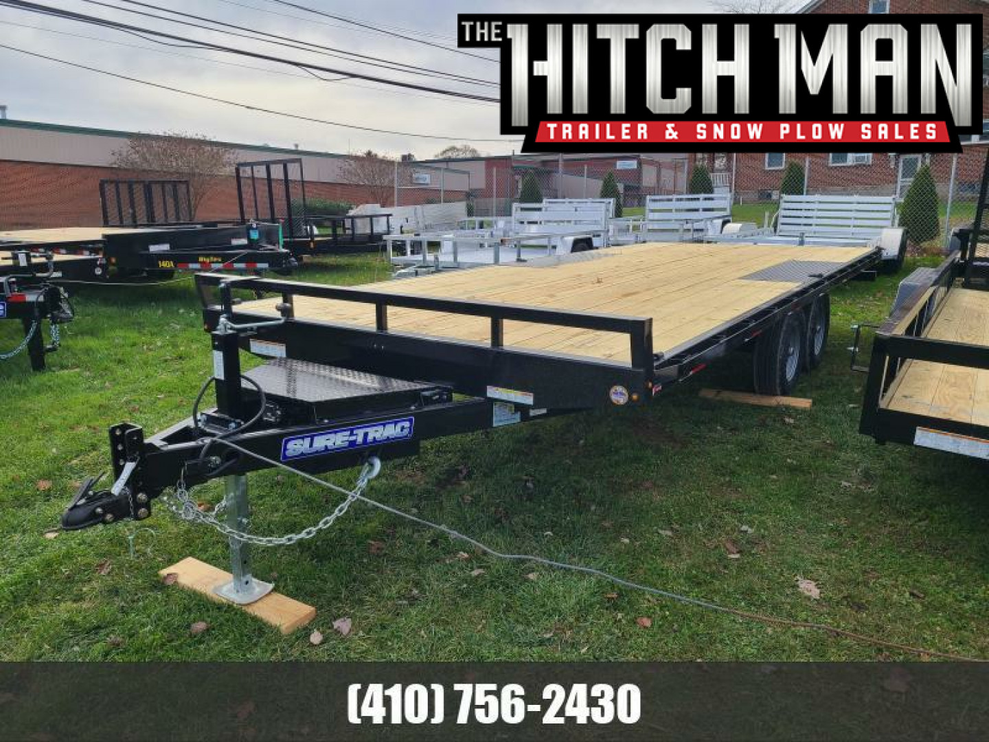 New 8.5 X 20 Sure-Trac Low Profile Flat Deck Deckover Trailer,  10k GVWR  ***w/Slide In Ramps & Toolbox in Tongue