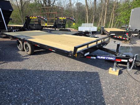 New 8.5 X 20 Sure-Trac Low Profile Flat Deck Deckover Trailer, 10k GVWR ***w/Slide In Ramps