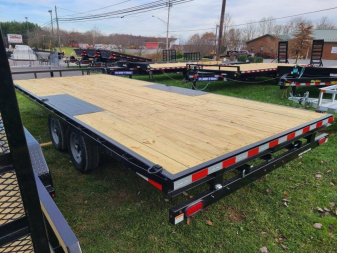 New 8.5 X 20 Sure-Trac Low Profile Flat Deck Deckover Trailer,  10k GVWR  ***w/Slide In Ramps & Toolbox in Tongue