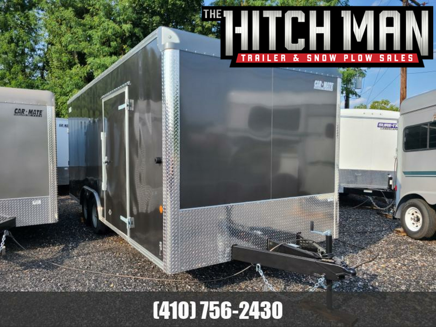 New 8.5 x 20 Car Mate Custom Car Trailer, 7k GVWR  **Charcoal w/6" Extra Height