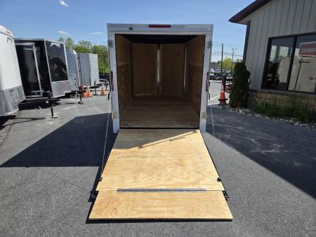 New 6 x 12 Homesteader Intrepid V Nose Cargo Trailer, 3k GVWR ***White Composite w/Ramp Door Package