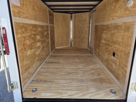 New 6 x 12 Homesteader Intrepid V Nose Cargo Trailer, 3k GVWR ***White Composite w/Ramp Door Package