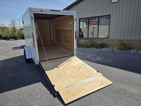 New 6 x 12 Homesteader Intrepid V Nose Cargo Trailer, 3k GVWR ***White Composite w/Ramp Door Package