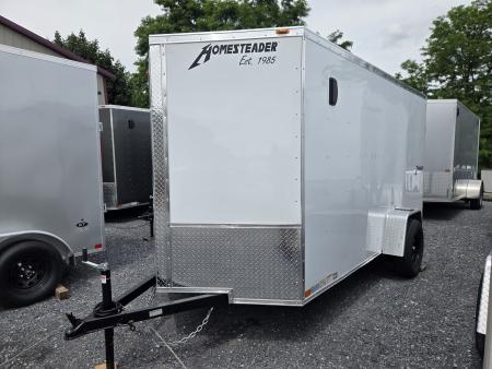 New 6 x 12 Homesteader Intrepid V Nose Cargo Trailer, 3k GVWR ***White Composite w/Ramp Door Package
