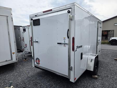 New 6 x 12 Homesteader Intrepid V Nose Cargo Trailer, 3k GVWR ***White Composite w/Ramp Door Package