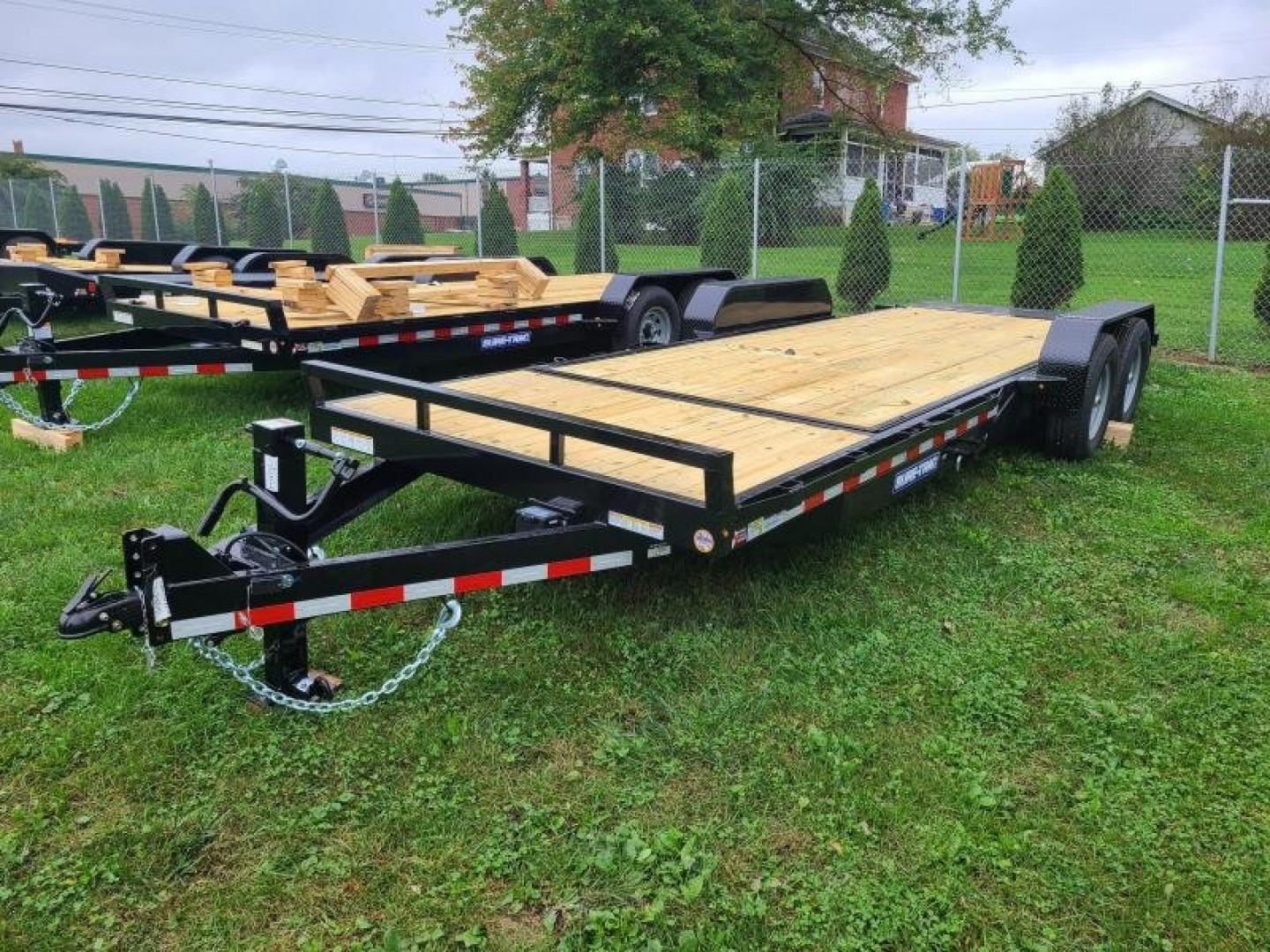 New 7' x 22' (18'+4') Sure-Trac Tilt Bed Equipment Trailer 14K GVWR **w/4' Stationary Deck