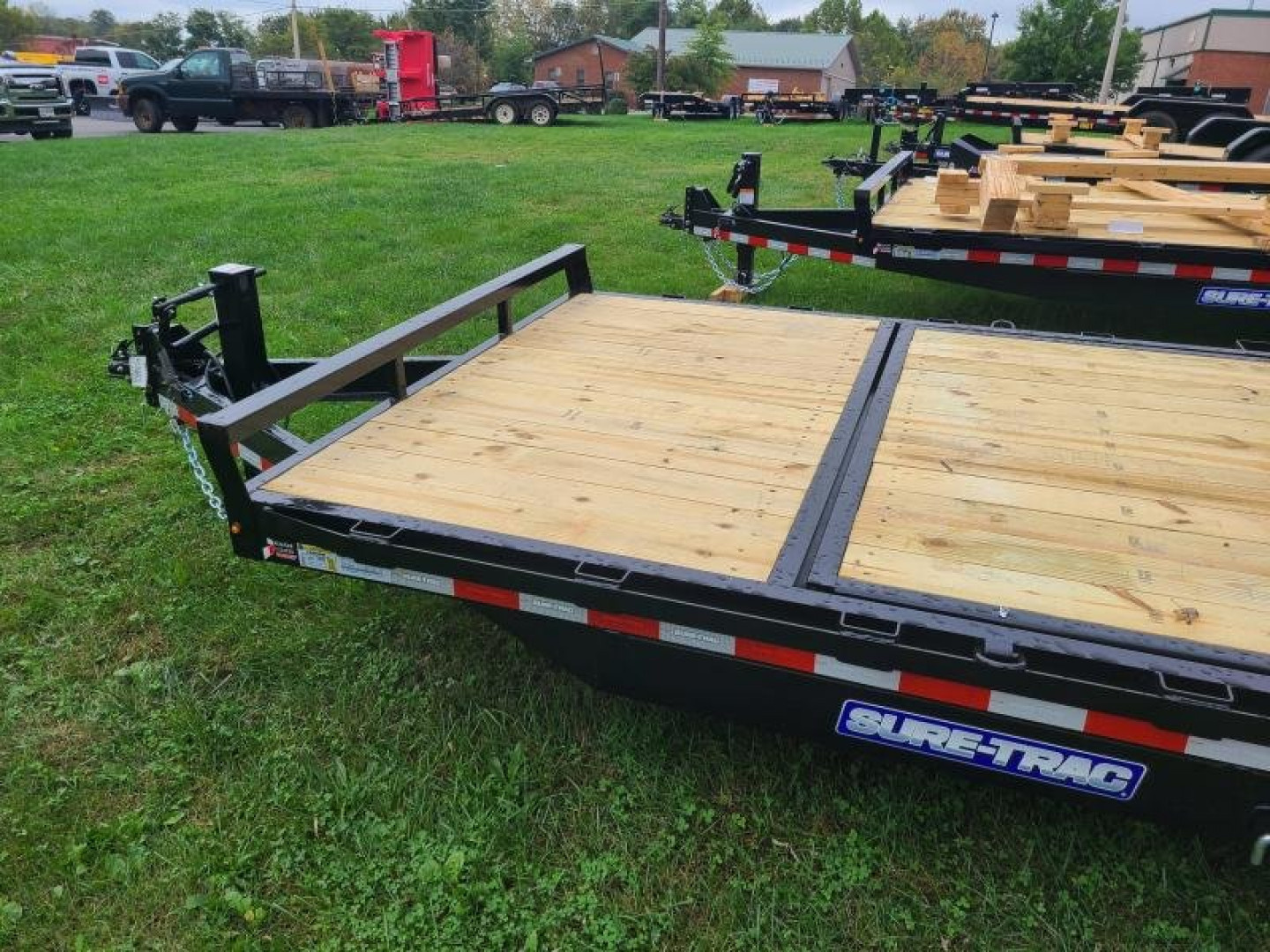 New 7' x 22' (18'+4') Sure-Trac Tilt Bed Equipment Trailer 14K GVWR **w/4' Stationary Deck