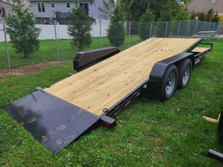 New 7' x 22' (18'+4') Sure-Trac Tilt Bed Equipment Trailer 14K GVWR **w/4' Stationary Deck