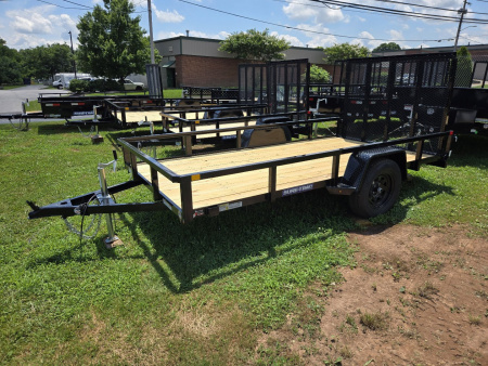 New 6 x 12 Sure-Trac Tube Top Utility Trailer, 3k GVWR **w/ Spring Assist Fold-Flat Gate, Spare Mount, Set-back Jack