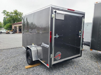 New 6 x 10 Homesteader Intrepid V-Nose Cargo Trailer, 3k GVWR **Charcoal w/ Ramp Door Package, 6" Extra Height, 16" OC Wall Posts