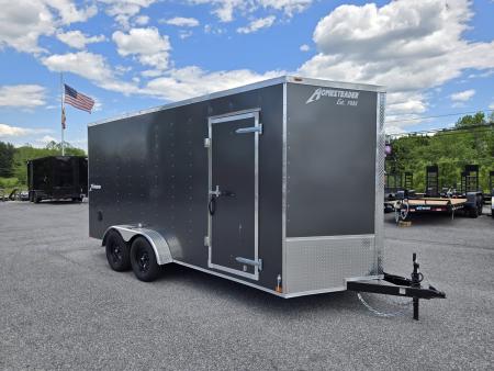 New 7 x 16 Homesteader Intrepid V-Nose 7k GVWR ***Charcoal Gray PolyCor w/6  Extra Height & Ramp Door Pkg