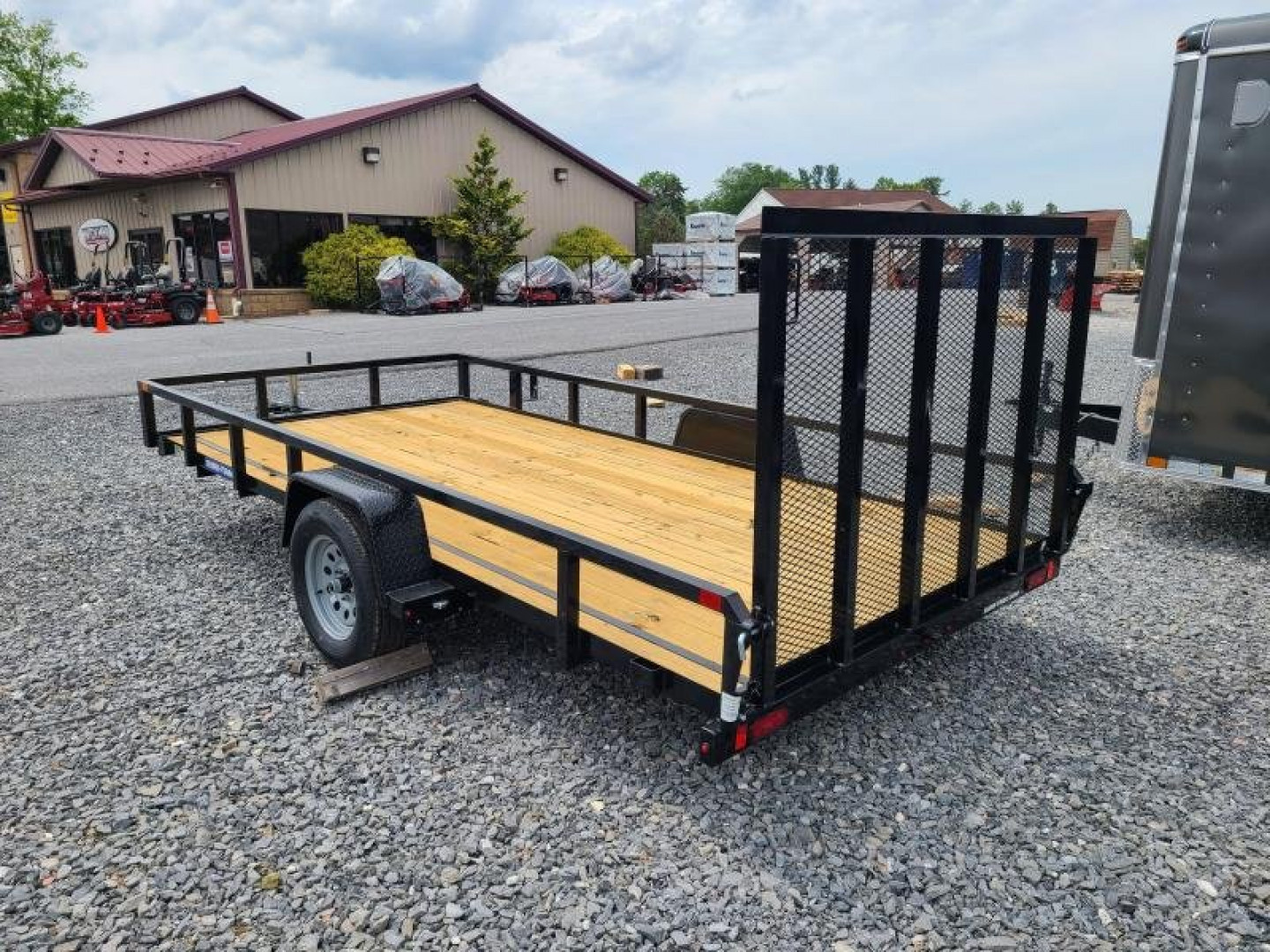 New 7 X 14 Sure-Trac Single Axle Tube Top Utility Trailer, 3k GVWR ***Spring-Assist Fold-Flat Gate, Spare Mount, Set-Back Jack