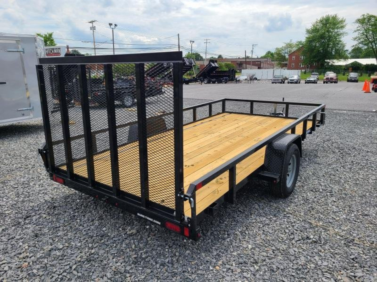 New 7 X 14 Sure-Trac Single Axle Tube Top Utility Trailer, 3k GVWR ***Spring-Assist Fold-Flat Gate, Spare Mount, Set-Back Jack
