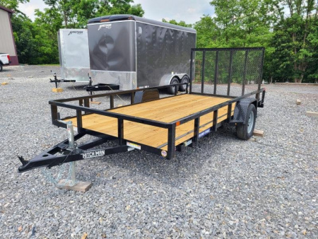 New 7 X 14 Sure-Trac Single Axle Tube Top Utility Trailer, 3k GVWR ***Spring-Assist Fold-Flat Gate, Spare Mount, Set-Back Jack