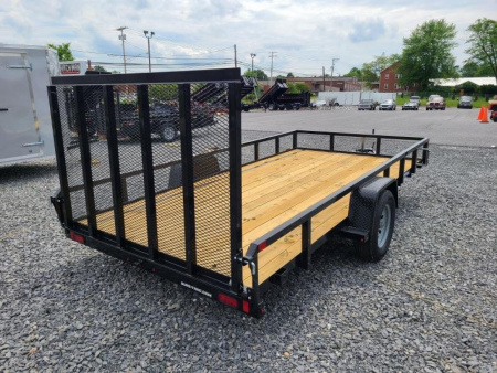New 7 X 14 Sure-Trac Single Axle Tube Top Utility Trailer, 3k GVWR ***Spring-Assist Fold-Flat Gate, Spare Mount, Set-Back Jack