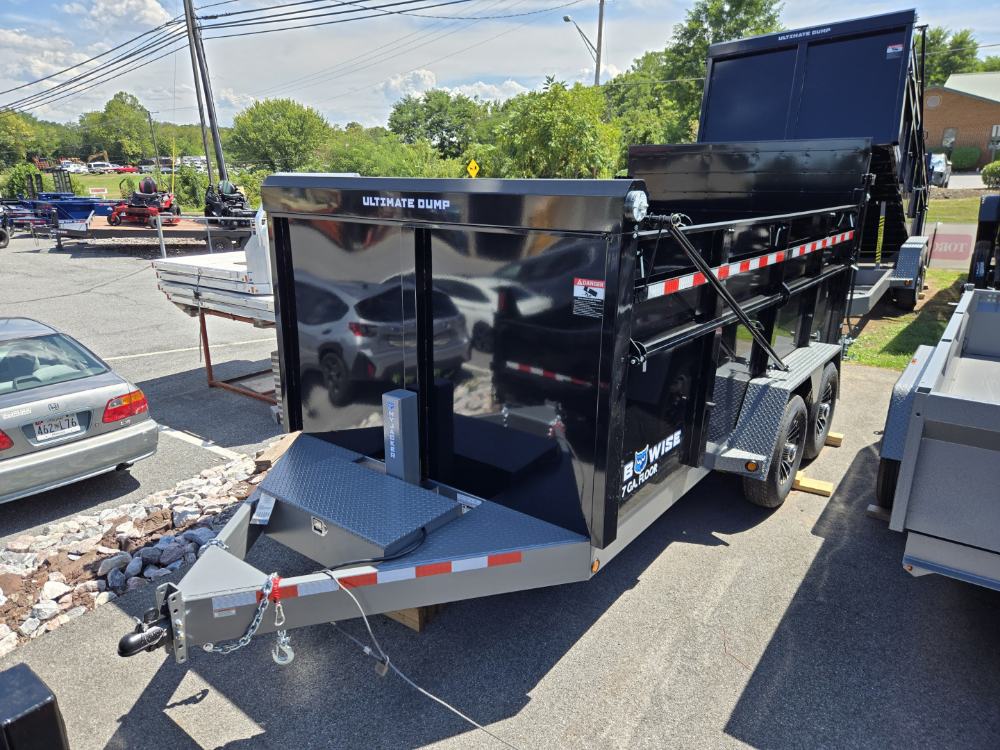 New 7 X 14 BWISE ULTIMATE Low Pro Dump Trailer, 15.4K GVWR **Black w/Hammertone Gray Frame, Loaded w/Features!