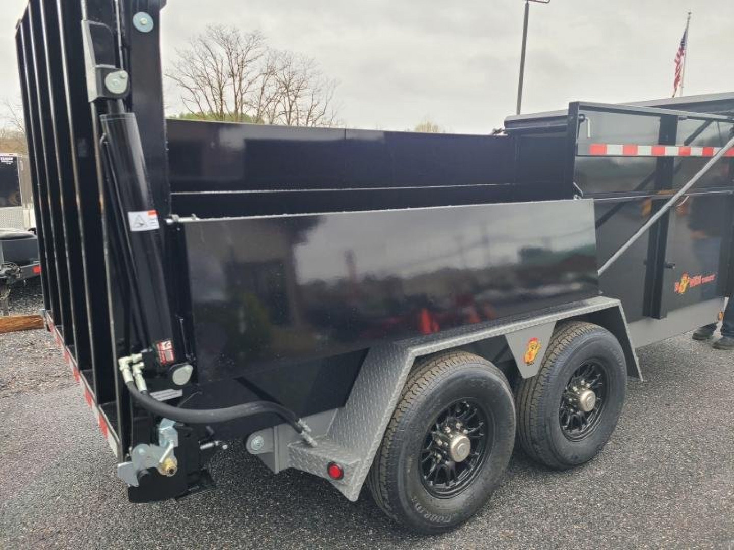 New 7 X 14 BWISE ULTIMATE Low Pro Dump Trailer, 15.4K GVWR **Black w/Hammertone Gray Frame, Loaded w/Features!