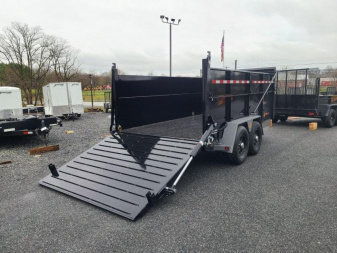 New 7 X 14 BWISE ULTIMATE Low Pro Dump Trailer, 15.4K GVWR **Black w/Hammertone Gray Frame, Loaded w/Features!