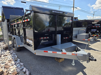 New 7 X 14 BWISE ULTIMATE Low Pro Dump Trailer, 15.4K GVWR **Black w/Hammertone Gray Frame, Loaded w/Features!
