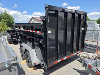 New 7 X 14 BWISE ULTIMATE Low Pro Dump Trailer, 15.4K GVWR **Black w/Hammertone Gray Frame, Loaded w/Features!