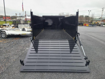 New 7 X 14 BWISE ULTIMATE Low Pro Dump Trailer, 15.4K GVWR **Black w/Hammertone Gray Frame, Loaded w/Features!
