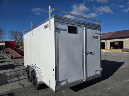 New 7 x 14 Car-Mate Contractor Cargo, 7k GVWR **White w/ Contractor Pkg #2, Black Wheels