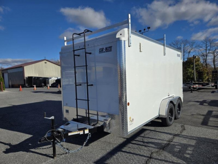 New 7 x 14 Car-Mate Contractor Cargo, 7k GVWR **White w/ Contractor Pkg #2, Black Wheels