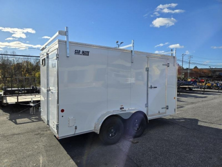 New 7 x 14 Car-Mate Contractor Cargo, 7k GVWR **White w/ Contractor Pkg #2, Black Wheels