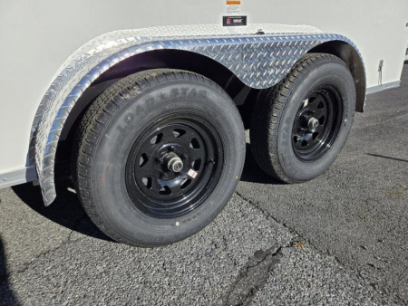 New 7 x 14 Car-Mate Contractor Cargo, 7k GVWR **White w/ Contractor Pkg #2, Black Wheels