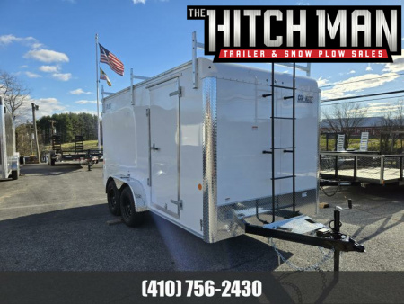 New 7 x 14 Car-Mate Contractor Cargo, 7k GVWR **White w/ Contractor Pkg #2, Black Wheels