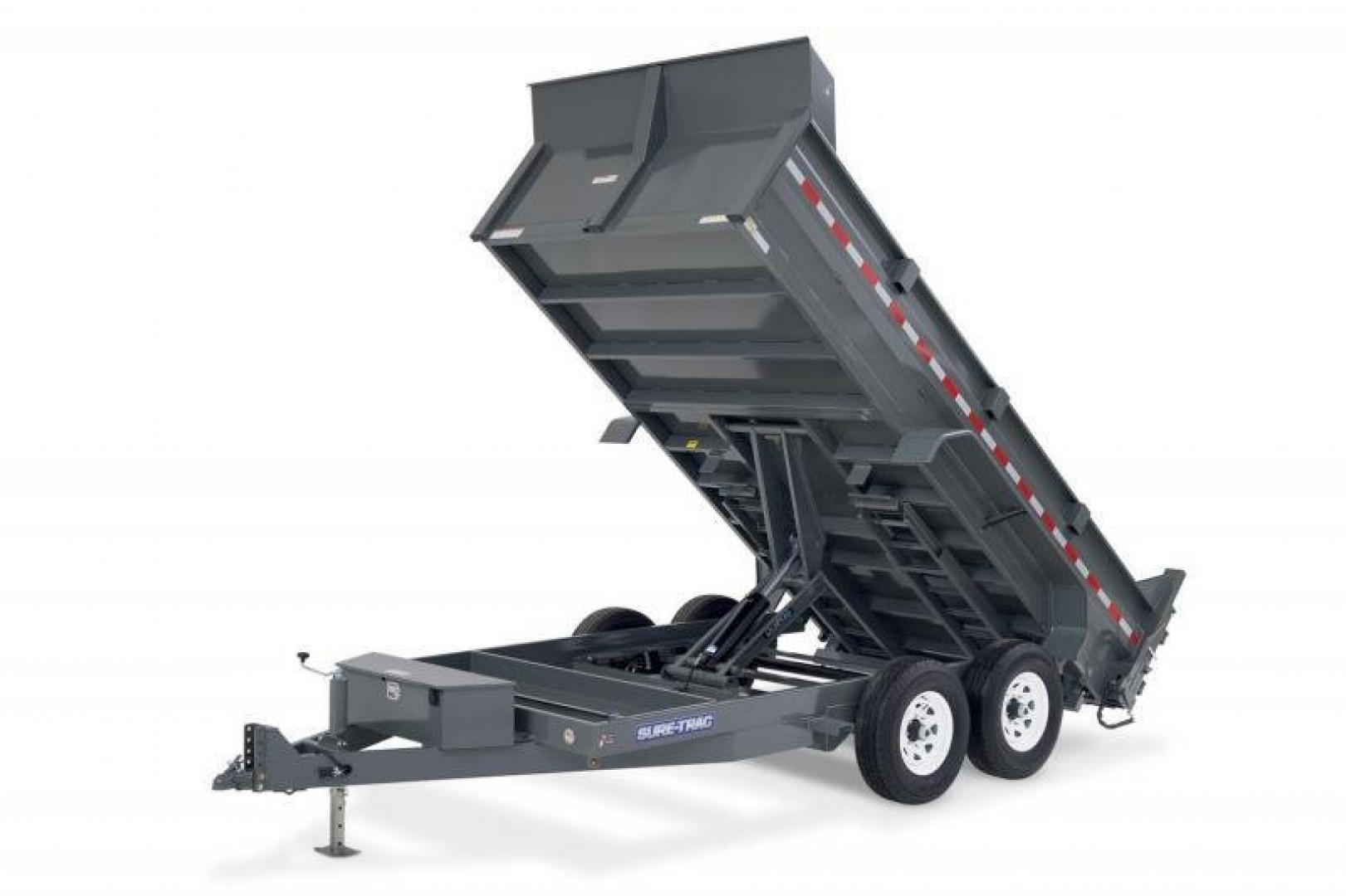 New 7 x 12 Sure Trac Scissor Hoist HD Dump Trailer, 14k GVWR *****w/Tarp Kit Installed & 110V Battery Charger/Maintainer