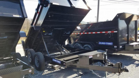 New 7 x 12 Sure Trac Scissor Hoist HD Dump Trailer, 14k GVWR *****w/Tarp Kit Installed & 110V Battery Charger/Maintainer