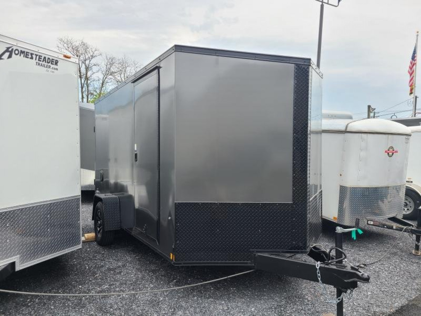 New 7 x 12 Look Element SE BLACKOUT V-Nose Cargo Trailer 3.5K GVWR w/Brakes  ***6" Extra Height, 4 D-Rings, Alum Wheels