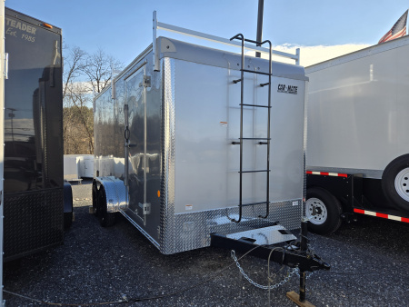 New 7 x 16 Car-Mate Contractor Cargo, 7k GVWR **Silver w/ 6  Extra Height, 16  OC Floor C-Members, Contractor Package #2