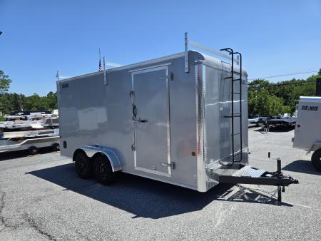 New 7 x 16 Car-Mate Contractor Cargo, 7k GVWR **Silver w/ 6  Extra Height, 16  OC Floor C-Members, Contractor Package #2