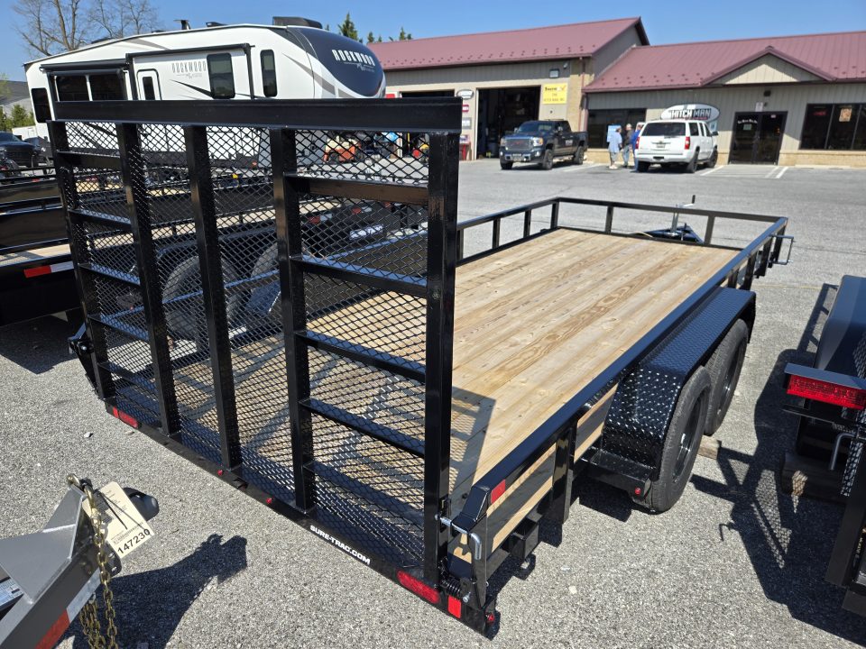 New 7 X 16 Sure-Trac Tube Top Utility Landscape Trailer 7k ***w/ 5' Reinforced Ramp Gate