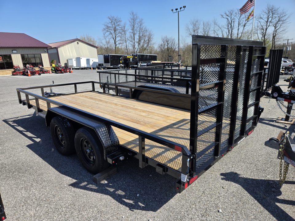 New 7 X 16 Sure-Trac Tube Top Utility Landscape Trailer 7k ***w/ 5' Reinforced Ramp Gate