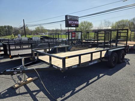 New 7 X 16 Sure-Trac Tube Top Utility Landscape Trailer 7k ***w/ 5' Reinforced Ramp Gate